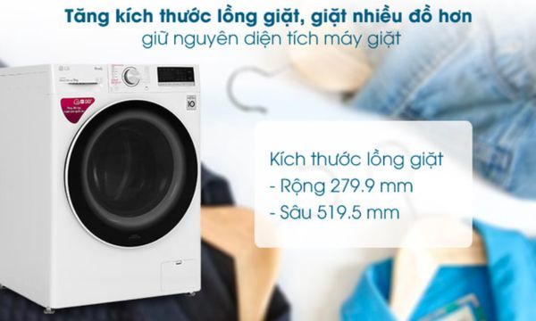 Máy giặt LG Inverter 9 Kg FV1409S4W - Tăng kích thước lồng giặt