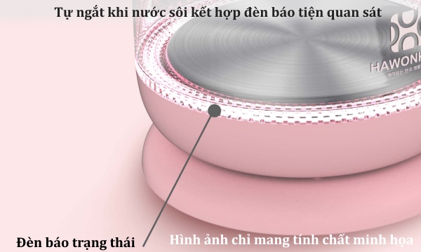 Bình đun nước Hawonkoo 1.7 lít KEH-170-PK Hồng