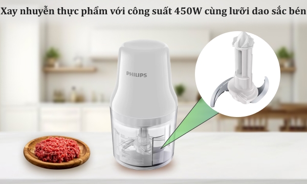 Máy xay thịt mini Philips 0.5 lít HR1393