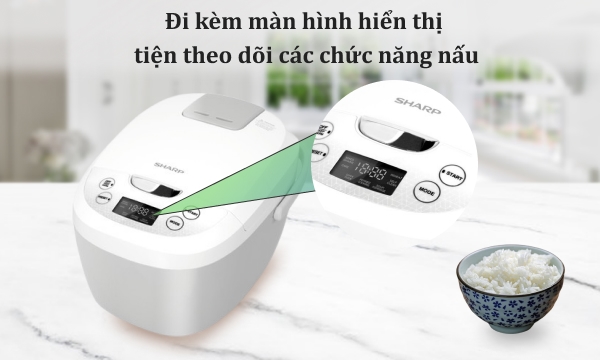 Nồi cơm điện tử Sharp 1.8 lít KS-COM180EV-GY