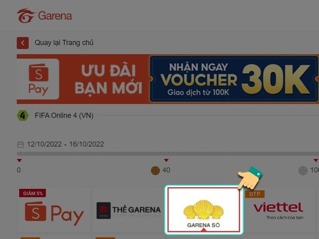 Chọn phương thức thanh toán Garena Sò