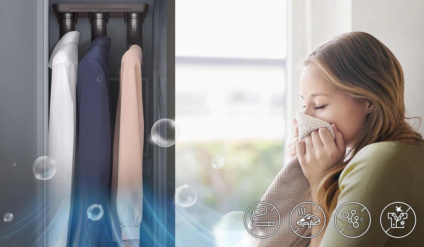 Tủ Chăm Sóc Quần Áo Thông Minh Samsung DF60A8500 khử mùi chuyên sâu
