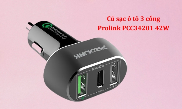 Củ sạc ô tô 3 cổng Prolink PCC34201 42W