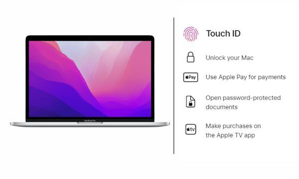 Laptop MacBook Pro M2 2022 8GB/256GB/10 Core GPUMNEP3SA/A Bạc tích hợp Touch ID và TouchBar