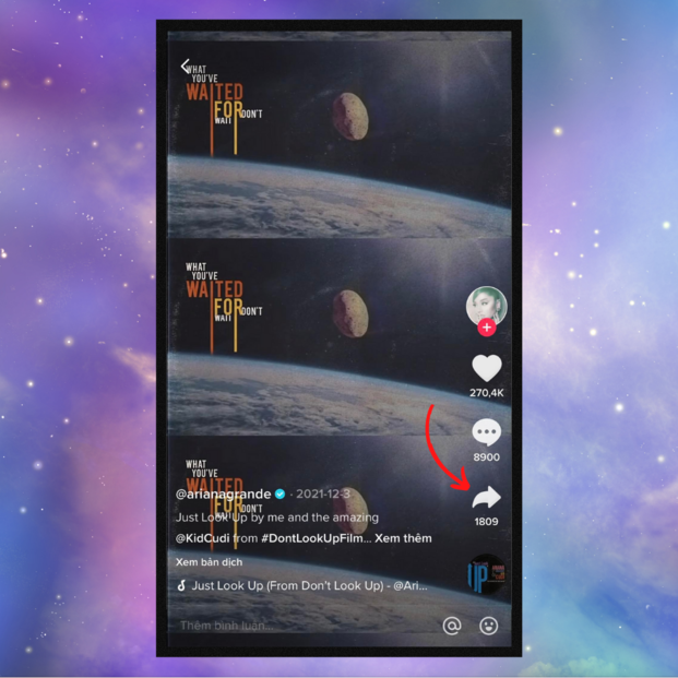 Bạn mở một video bất kì sau đó nhấn nút chia sẻ