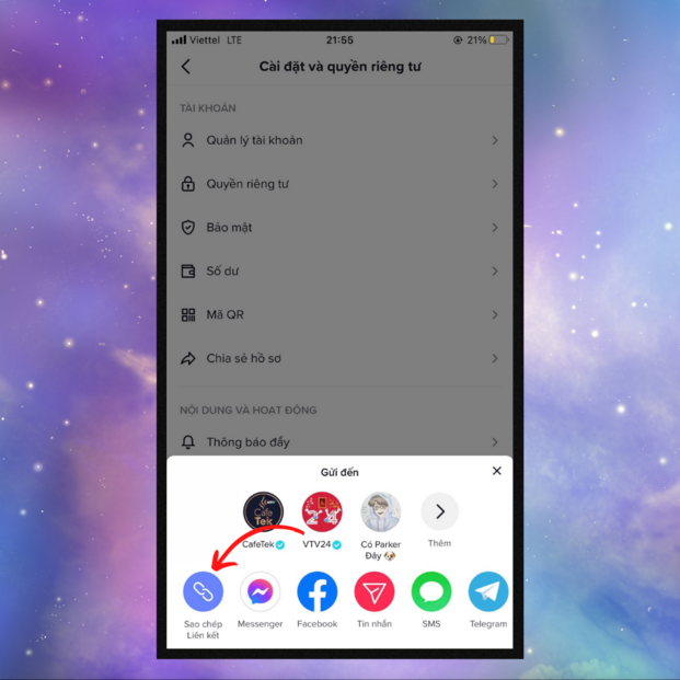 cách sao chép liên kết Tik Tok