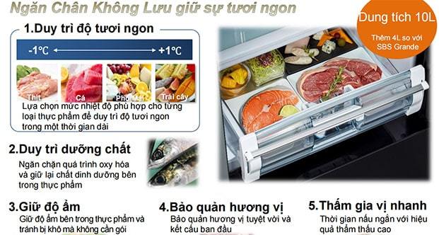 Ngăn chân không trên tủ lạnh Hitachi