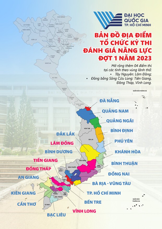 Các địa điểm thi đánh giá năng lực 2023 - Đại học Quốc gia TPHCM