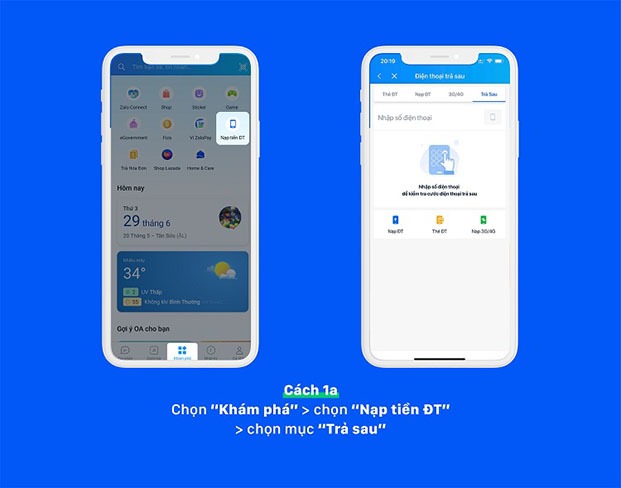 Thanh toán Viettel trả sau trong ứng dụng Zalo 