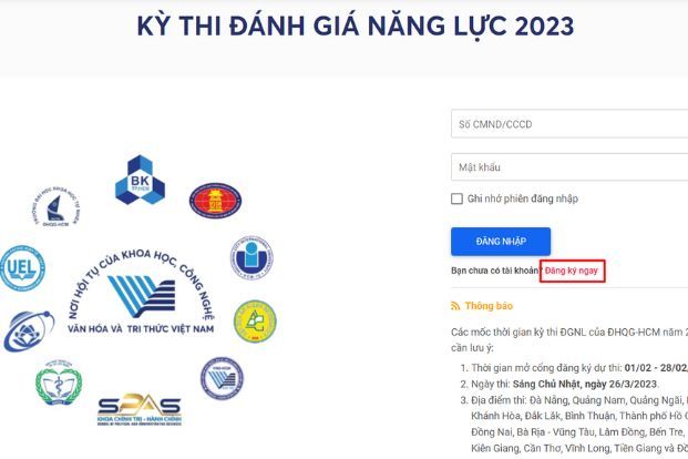 Cách đăng ký thi đánh giá năng lực 2023 ĐHQG TPHCM