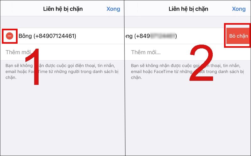 cách hủy bỏ chặn số trên iPhone trong Cài Đặt