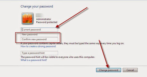 Cách đổi mật khẩu máy tính Win 7 - bước 3