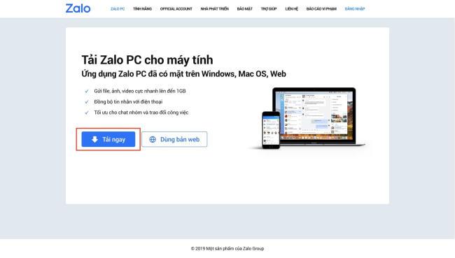 Truy cập vào trang web và tải Zalo về Macbook