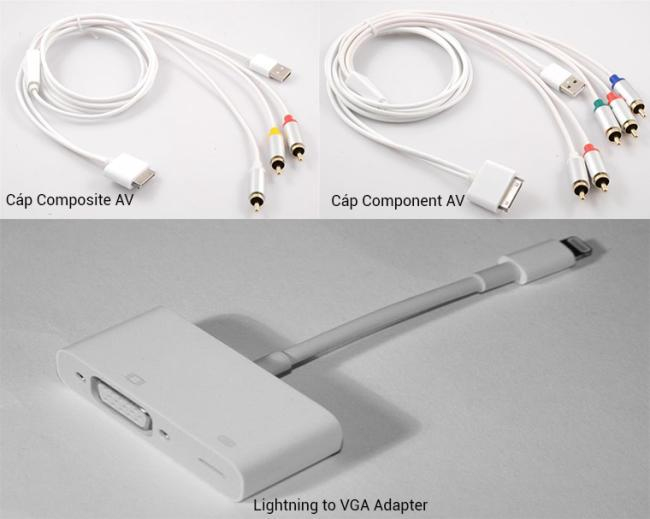 Kết nối điện thoại iOS với tivi qua cổng AV hoặc VGA