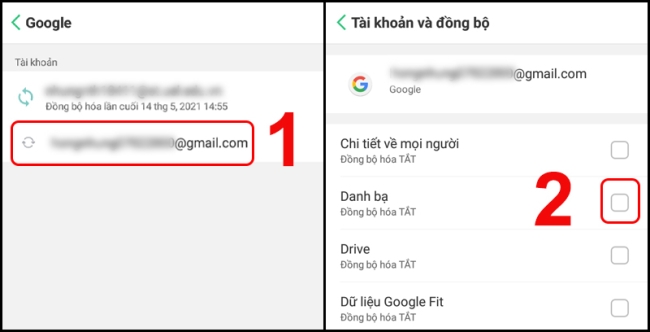 Chọn tài khoản Google để đồng bộ danh bạ trên điện thoại Android