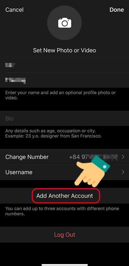 Nhấn vào tùy chọn Add Another Account