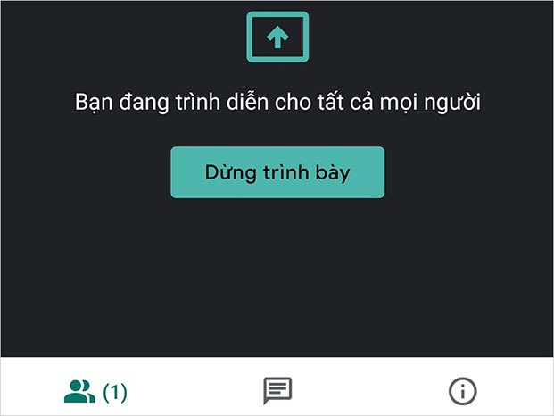 Màn hình bắt đầu sẽ hiển thị cho phép tất cả thành viên trong cuộc họp xem được