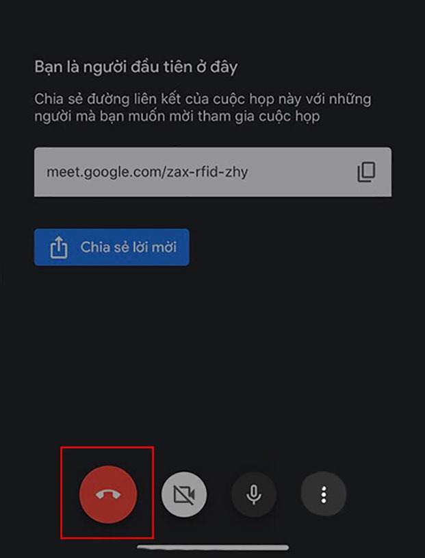 nhấn vào biểu tượng góc trái khi sử dụng Google Meeting trên điện thoại 