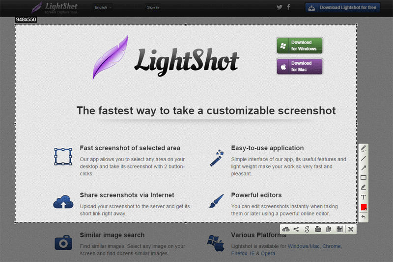 Công cụ LightShot chụp ảnh màn hình máy tính Windows, Macbook