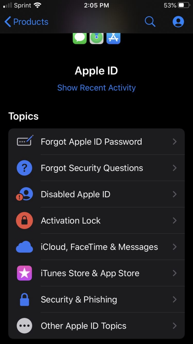  Chọn mục Forgot Apple ID Password > Get Started.