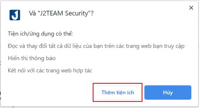 Để cho phép tiện ích xuất hiện trên Google Chrome chọn Thêm tiện ích