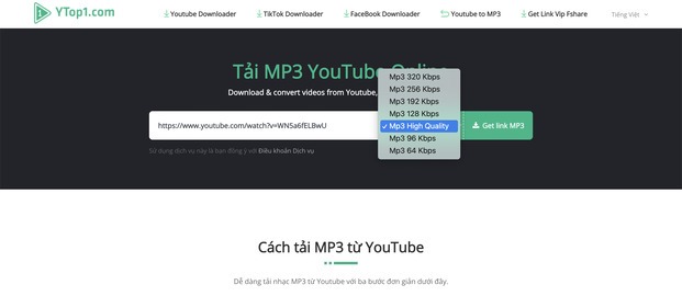 Chọn chất lượng MP3 tải về (Nguồn: Internet) 