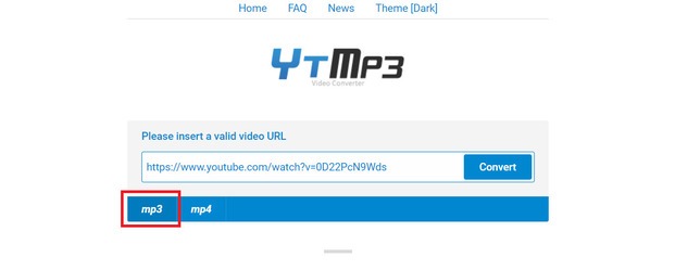 Dán đường link video vào và nhấn Convert để chuyển đổi video thành MP3 (Nguồn: Internet) 