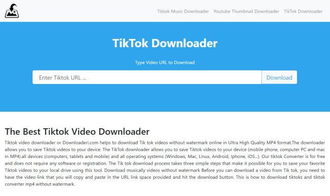 Tải video TikTok không logo bằng website Downloaderi.com