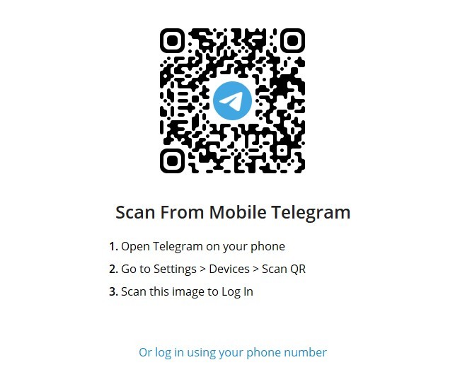 Chọn hình thức đăng nhập telegram