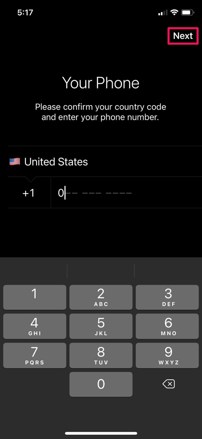 Nhập số điện thoại để đăng nhập vào ứng dụng telagram