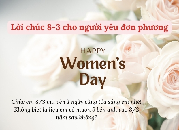 Sắp đến ngày 8/3, hãy cùng chúc mừng người mà bạn yêu thương nhất bằng những lời chúc 8/3 ngọt ngào nhất. Bạn có thể tìm thấy những lời chúc đầy ý nghĩa và những hình ảnh đẹp tinh tế trong bộ sưu tập này. Chắc chắn đây sẽ là món quà tuyệt vời cho người phụ nữ của bạn vào ngày Quốc tế Phụ nữ.