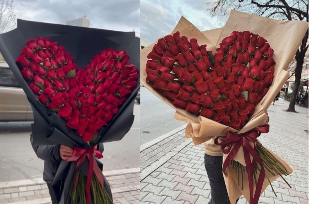 Bó hoa hồng tặng 8/3 hình trái tim