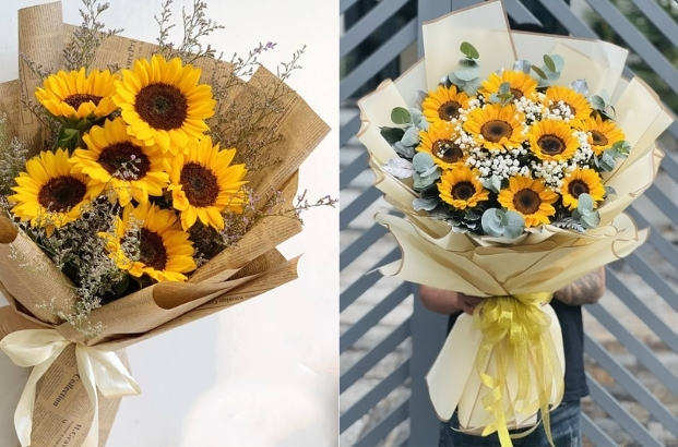 Bó hoa hướng dương tặng 8/3 đơn giản, tinh tế