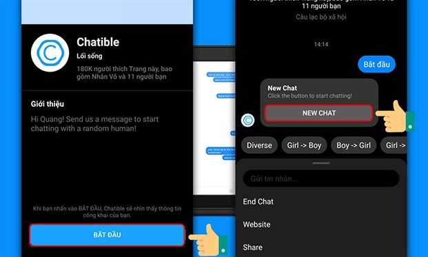 Nhấn chọn New Chat để bắt đầu cuộc trò chuyện với người lạ