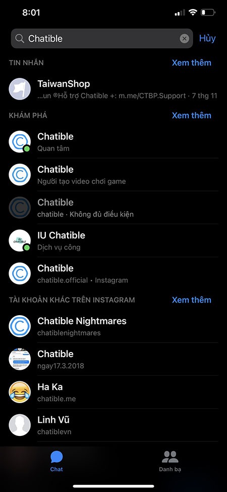 Cách chat với người lạ trên Messenger bằng Chatible trên điện thoại