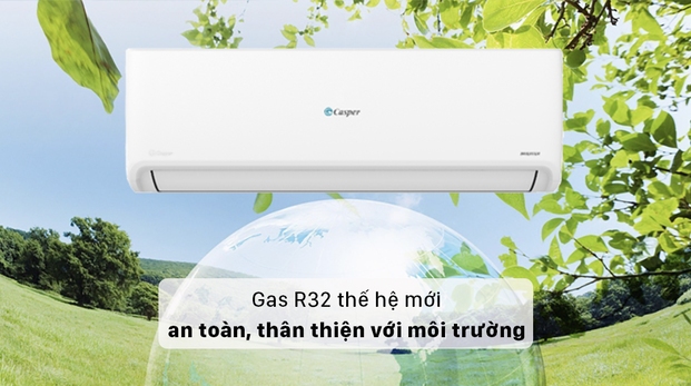 Máy lạnh Casper 1.5 HP Inverter sử dụng gas R32 thân thiện với môi trường