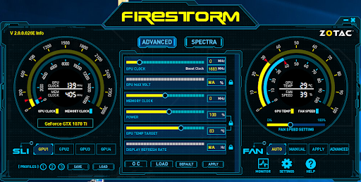 Điều chỉnh tốc độ quạt bằng Zotac FireStorm