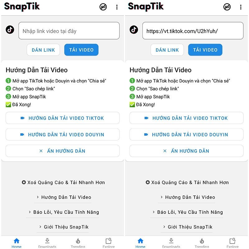 tải video TikTok không logo bằng App SnapTik