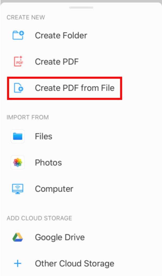 Chọn Create PDF from File