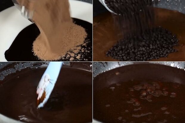 Làm kem Milo phủ lên bánh