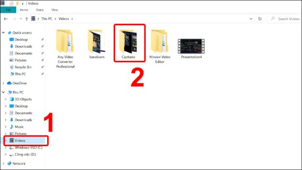 Vào Videos và chọn Captures (Nguồn: Internet)