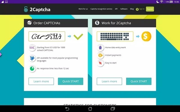 2Captcha.com - web kiếm tiền online uy tín, không cần vốn (Nguồn: Internet)