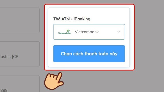 Chọn hình thức thanh toán thẻ ATM/iBanking