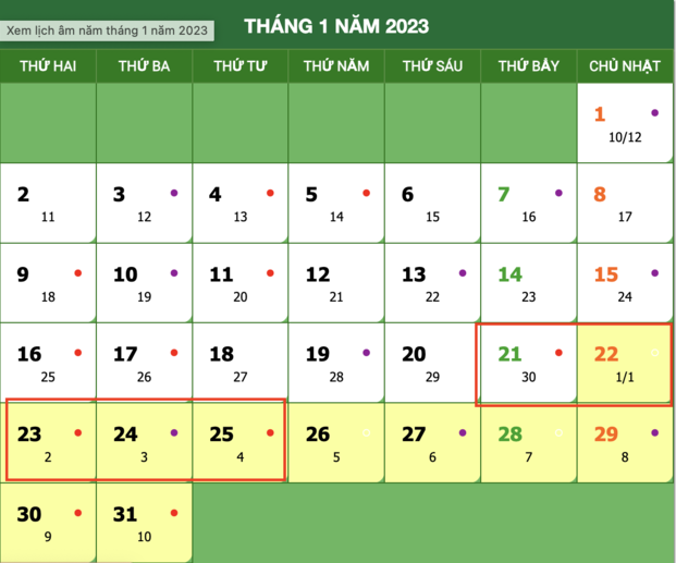 Chốt lịch nghỉ tết  m lịch Quý Mão chính thức
