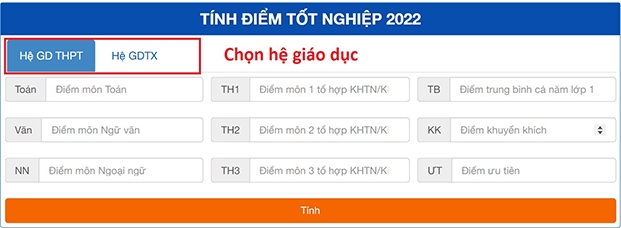 nhấn chọn “Hệ GD THPT