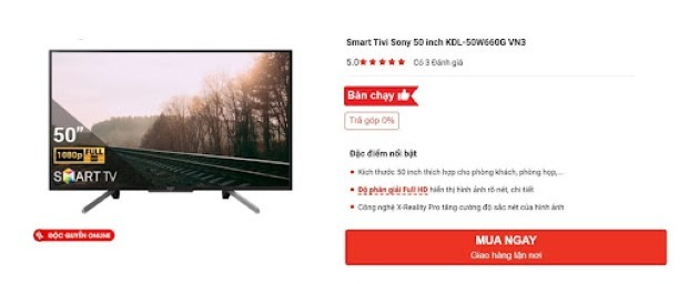 Smart Tivi Sony 50 inch KDL-50W660G VN3