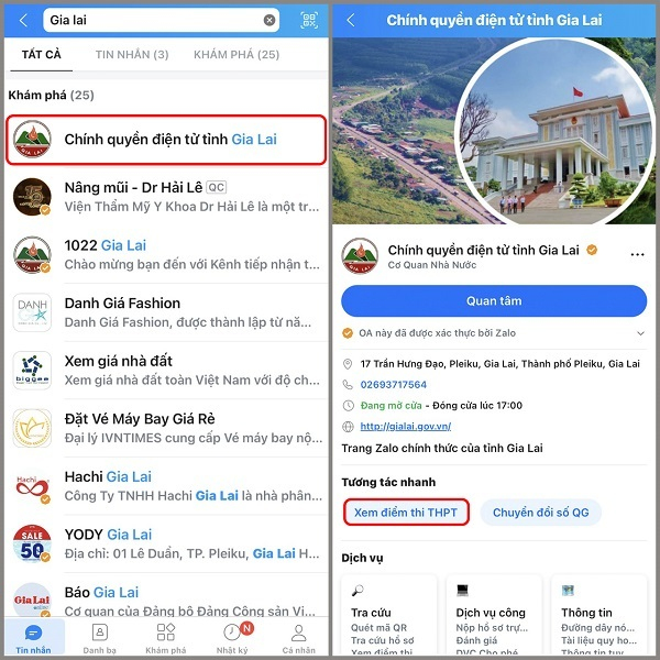 Truy cập trang Zalo chính thức của sở Giáo Dục tỉnh trên Zalo (Nguồn: Internet)
