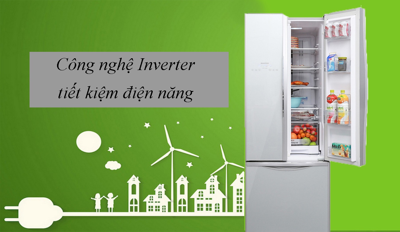 Tủ lạnh Hitachi Inverter 382 lít R-WB475PGV2 (GS) tiết kiệm điện năng hiệu quả