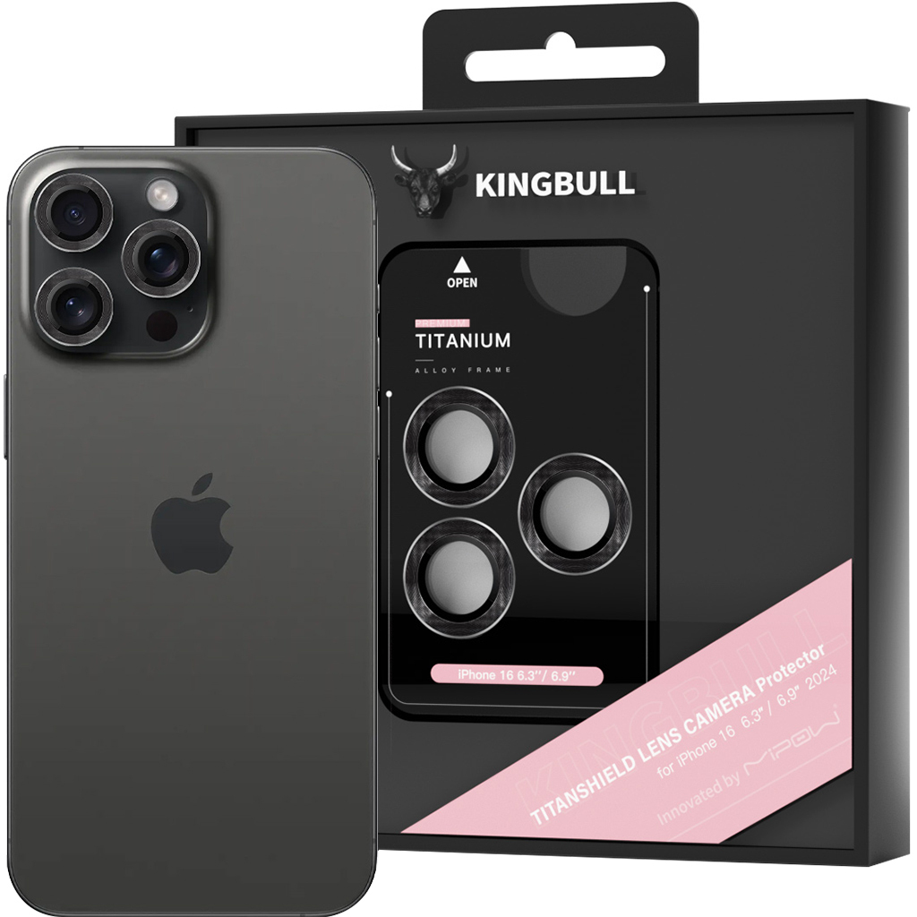 Kính Cường Lực Mipow Kingbull Lens Camera Protector Cho Iphone 16 Pro/Promax Đen