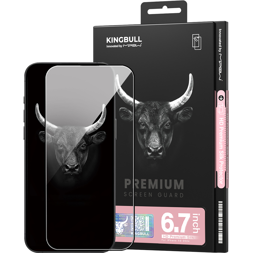 Miếng dán cường lực Mipow Kingbull HD Premium Silk cho iPhone 16 Plus